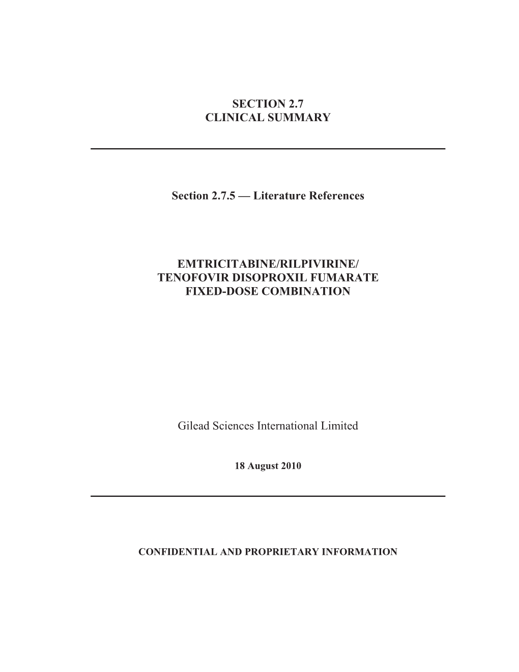 Literature References EMTRICITABINE/RILPIVIRINE