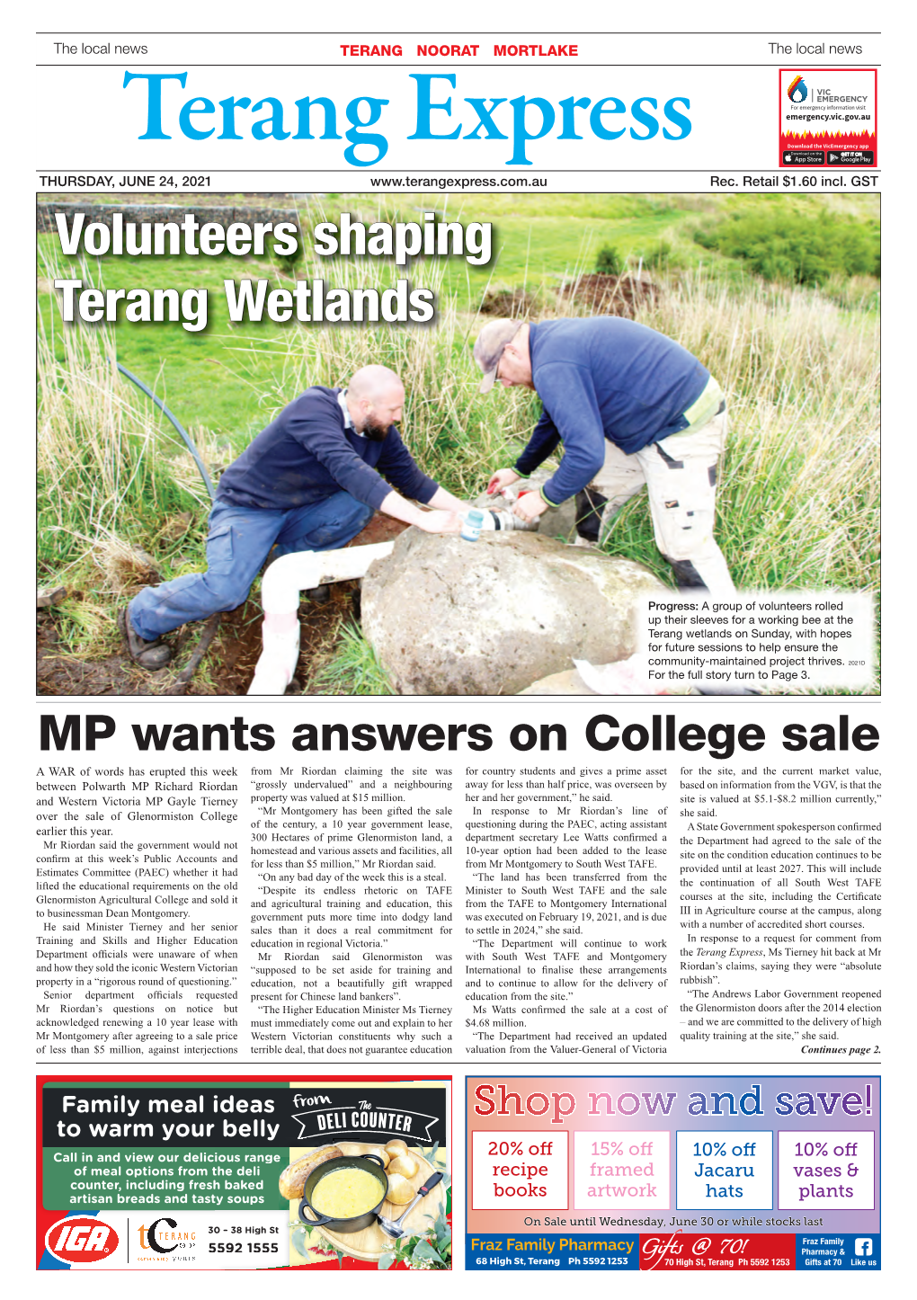 Volunteers Shaping Terang Wetlands