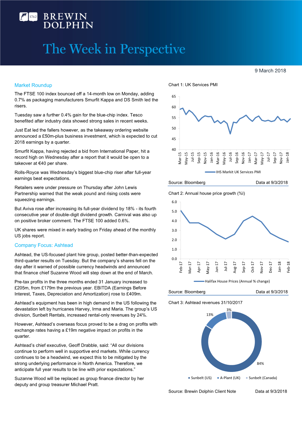 Market Roundup Company Focus: Ashtead 9 March 2018