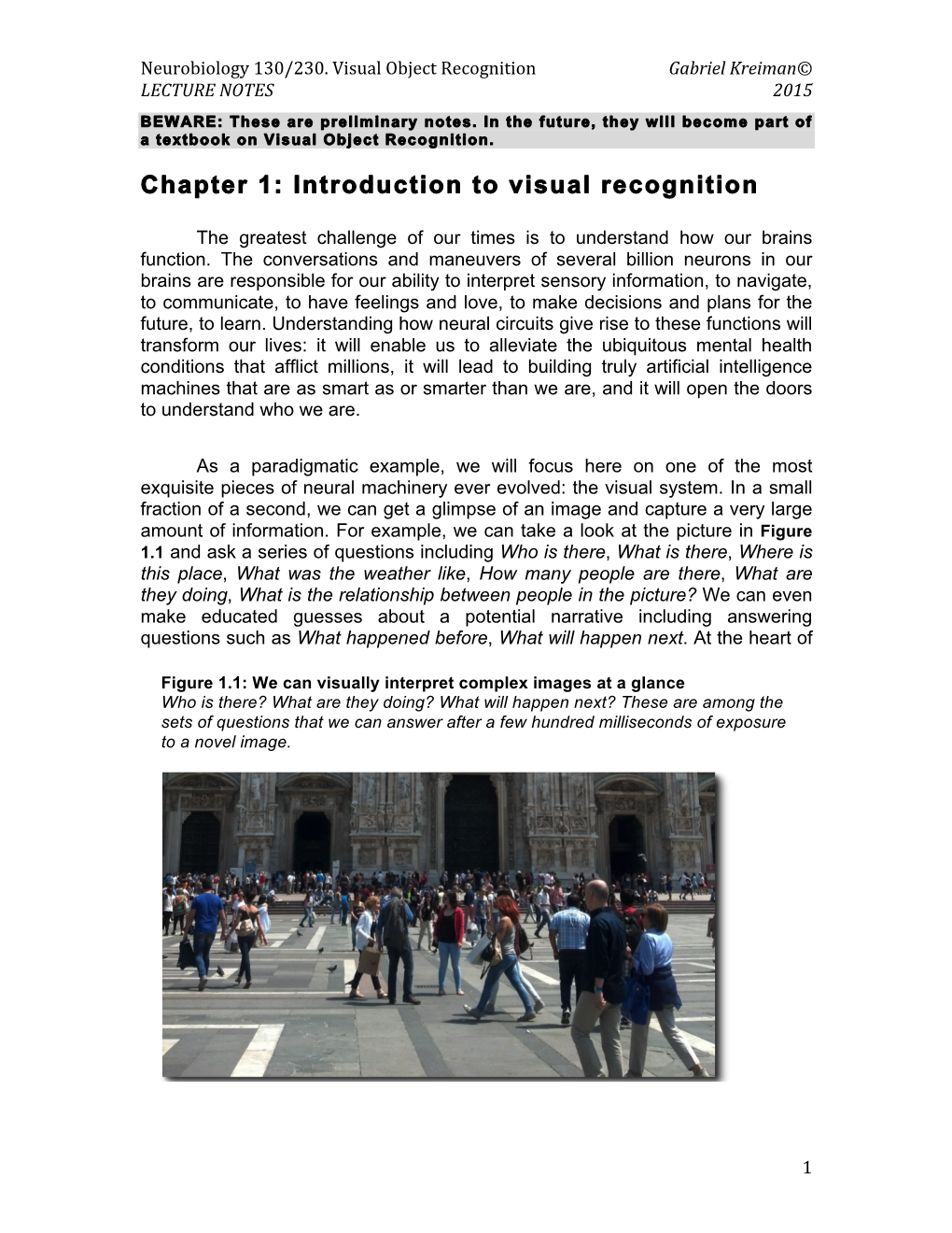 Introduction to Visual Recognition