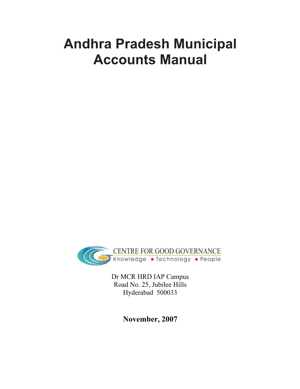 Andhra Pradesh Municipal Accounts Manual