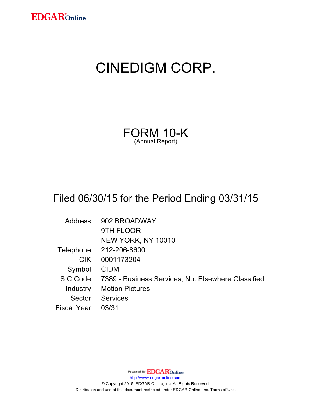 Cinedigm Corp