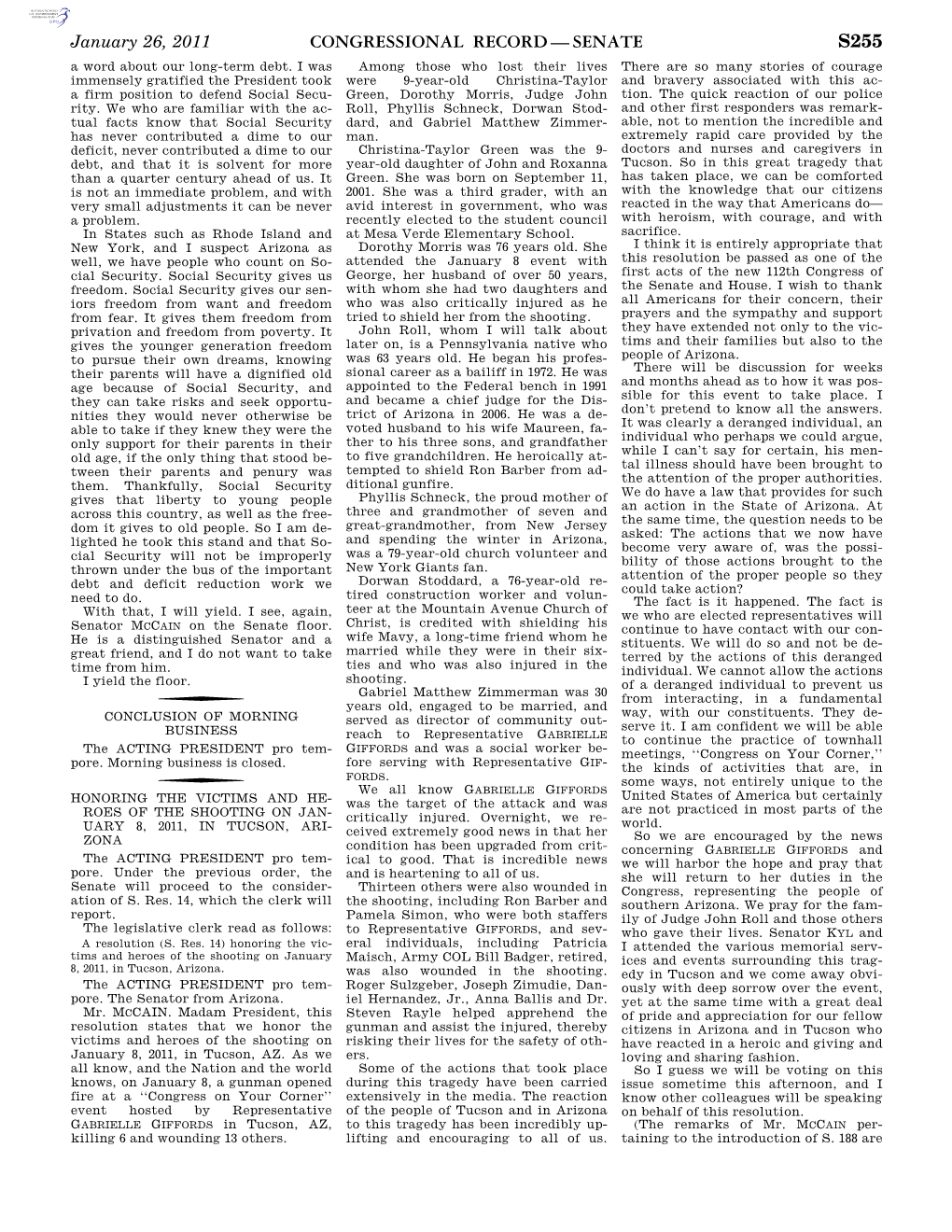 Congressional Record—Senate S255