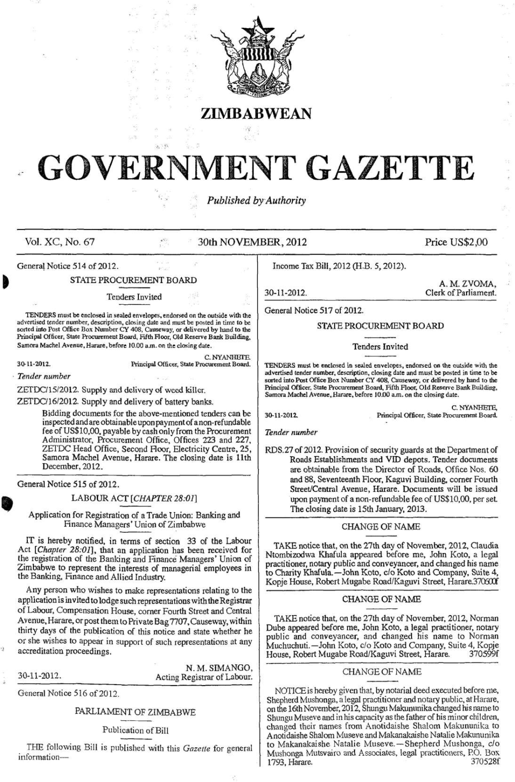 GOVERNMENTGAZETTE Or One and a Half Spacing Betweenthelines