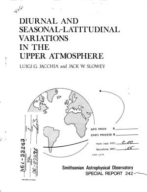 Seasonal-Latitudinal Variations in the Upper Atmosphere Luigi G