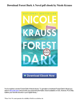 Download Forest Dark a Novel Pdf Ebook by Nicole Krauss