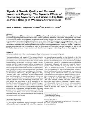 Signals of Genetic Quality and Maternal Investment Capacity: the Dynamic Effects of Fluctuating Asymmetry and Waist-To-Hip Ratio