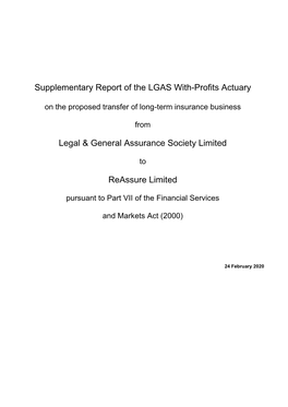 Supplementary Report of the LGAS With-Profits Actuary