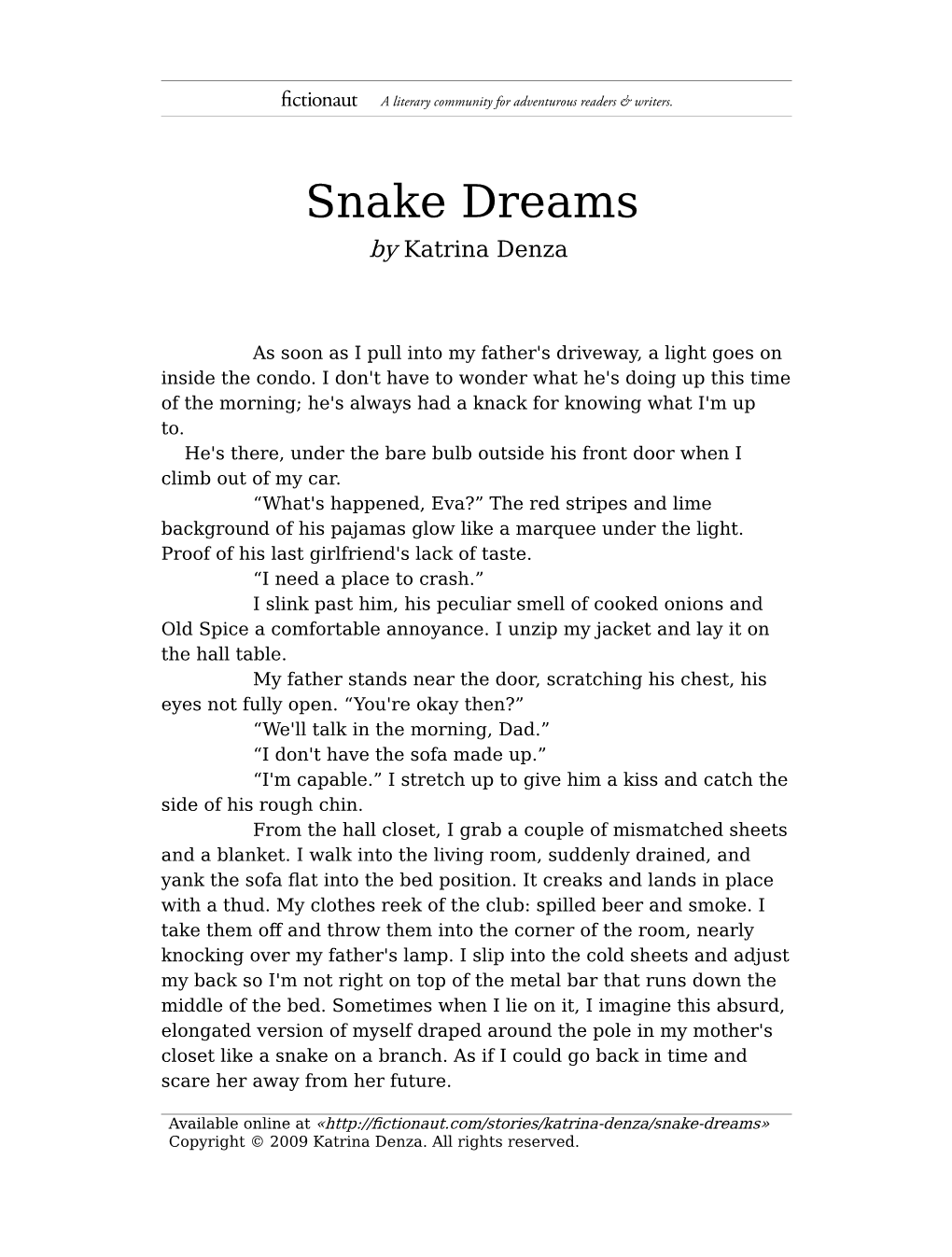 Snake Dreams by Katrina Denza