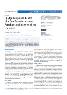 Igg/Iga Pemphigus: Report of a Rare Variant of Atypical Pemphigus and a Review of the Literature