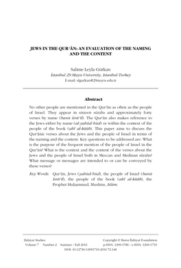 Jews in the Qurʾān: an Evaluation of the Naming and the Content