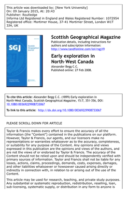 Scottish Geographical Magazine Early Exploration in North