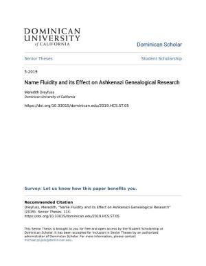 Name Fluidity and Its Effect on Ashkenazi Genealogical Research