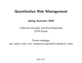 Quantitative Risk Management