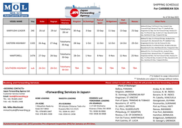SHIPPING SCHEDULE for CARIBBEAN SEA