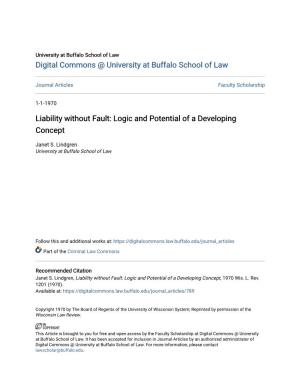 Liability Without Fault: Logic and Potential of a Developing Concept