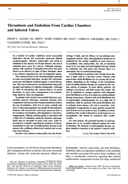 Thrombosis and Embolism from Cardiac Chambers and Infected Valves