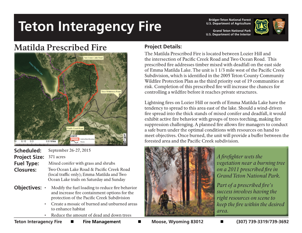 Teton Interagency Fire Grand Teton National Park U.S
