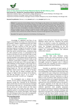 Study of the Tidal Vegetation of Purba