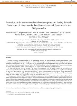 Evolution of the Marine Stable Carbon-Isotope Record During The