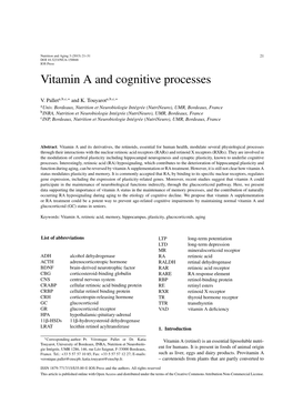 Vitamin a and Cognitive Processes
