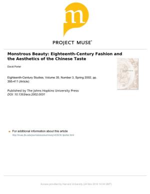 Monstrous Beauty: Eighteenth-Century Fashion And