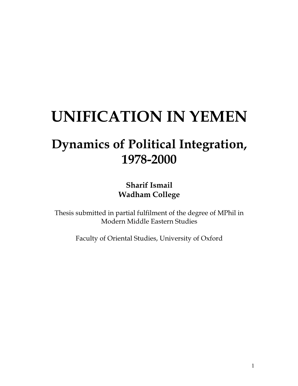 Unification in Yemen