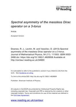 Spectral Asymmetry of the Massless Dirac Operator on a 3-Torus