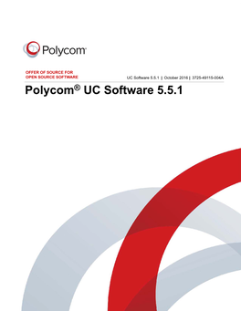Offer of Source for Open Source Software for Polycom UC Software