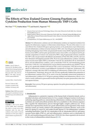 The Effects of New Zealand Grown Ginseng Fractions on Cytokine Production from Human Monocytic THP-1 Cells