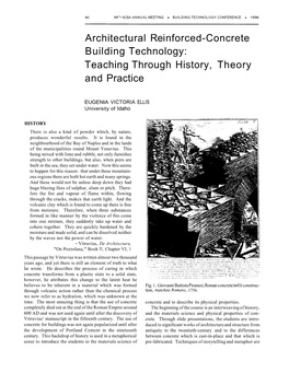 Architectural Rei Nforced-Concrete Building Technology: Teaching Through History, Theory and Practice