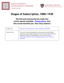 Stages of Subscription, 1880–1930