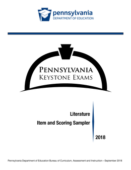 Keystone Literature Item and Scoring Sampler—September 2018 Ii INFORMATION ABOUT LITERATURE INTRODUCTION