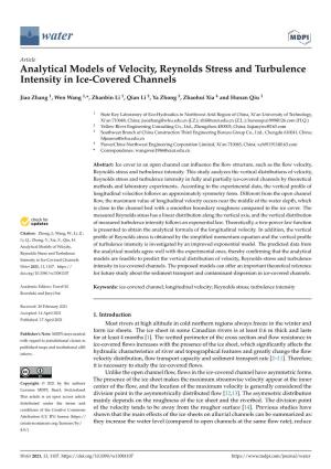 Analytical Models of Velocity, Reynolds Stress and Turbulence Intensity in Ice-Covered Channels