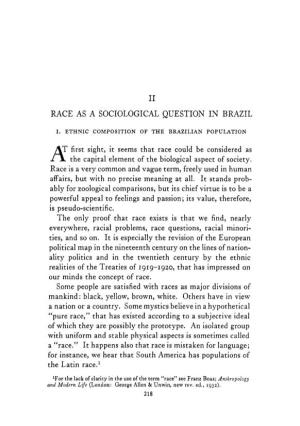 Race As a Sociological Question in Brazil