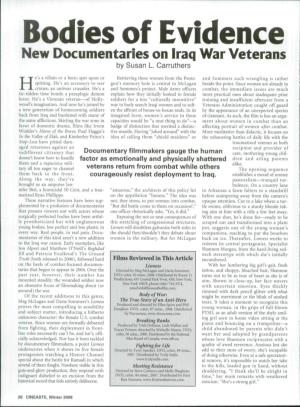 Bodies of Evidence: New Documentaries on Iraq War Veterans