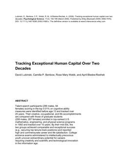 Tracking Exceptional Human Capital Over Two Decades