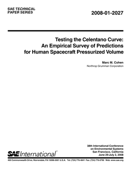 2008-01-2027 Testing the Celentano Curve: an Empirical Survey of Predictions for Human Spacecraft Pressurized Volume
