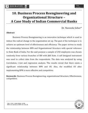 10. Business Process Reengineering and Organizational Structure – a Case Study of Indian Commercial Banks