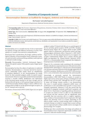 Chemistry of Compounds Journal Benzomorphan Skeleton As Scaffold for Analgesic, Antiviral and Antitumoral Drugs