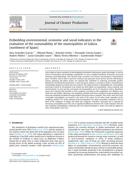 Embedding Environmental, Economic and Social Indicators in the Evaluation of the Sustainability of the Municipalities of Galicia (Northwest of Spain)