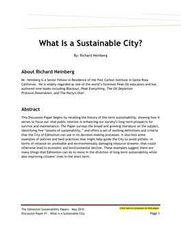 What Is a Sustainable City?