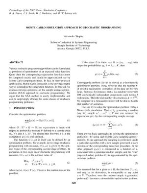 Monte Carlo Simulation Approach to Stochastic Programming