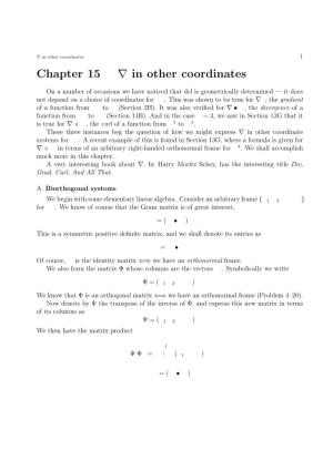 Chapter 15 ∇ in Other Coordinates