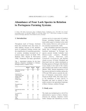 297 C. Stoate, R. Borralho and M. Araújo: Abundance of Four Lark