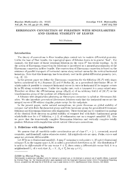 Ehresmann Connection of Foliation with Singularities