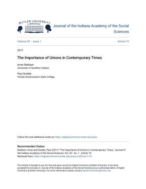 The Importance of Unions in Contemporary Times