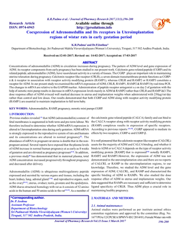 Coexpression of Adrenomedullin and Its Receptors in Uteroimplantation Regions of Wistar Rats in Early Gestation Period