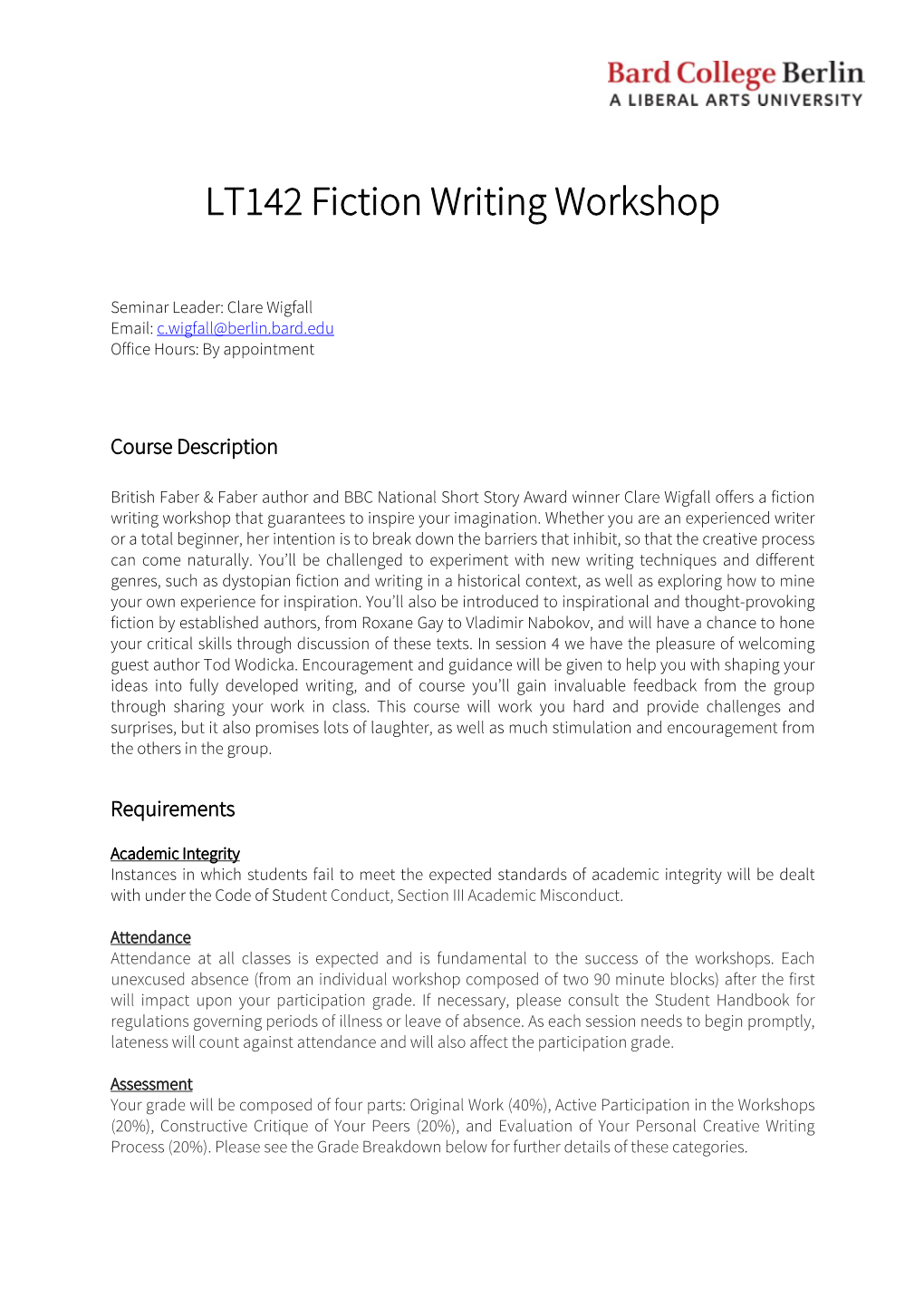 LT142 Fiction Writing Workshop