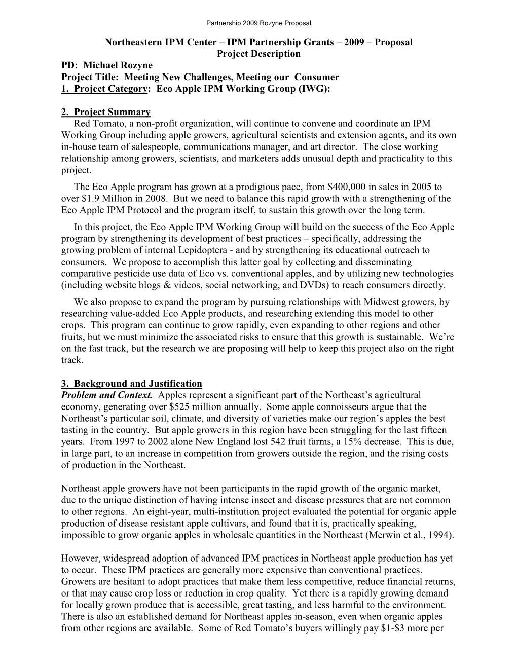 NE IPM Center Partnership Proposal 2009